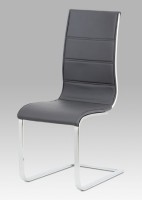 Jídelní židle, šedá koženka, bílý lesk, chrom  WE-5030 GREY